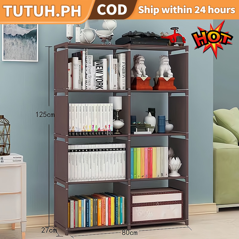 COD 4-Tier 8 Cubes DIY BookShelf Double Storage Rack Simple Bookshelf ...