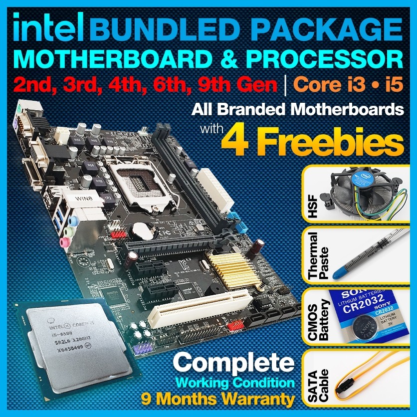 Intel Processor & Motherboard Bundle Package - 2nd/3rd, 4th, 6th 9th ...