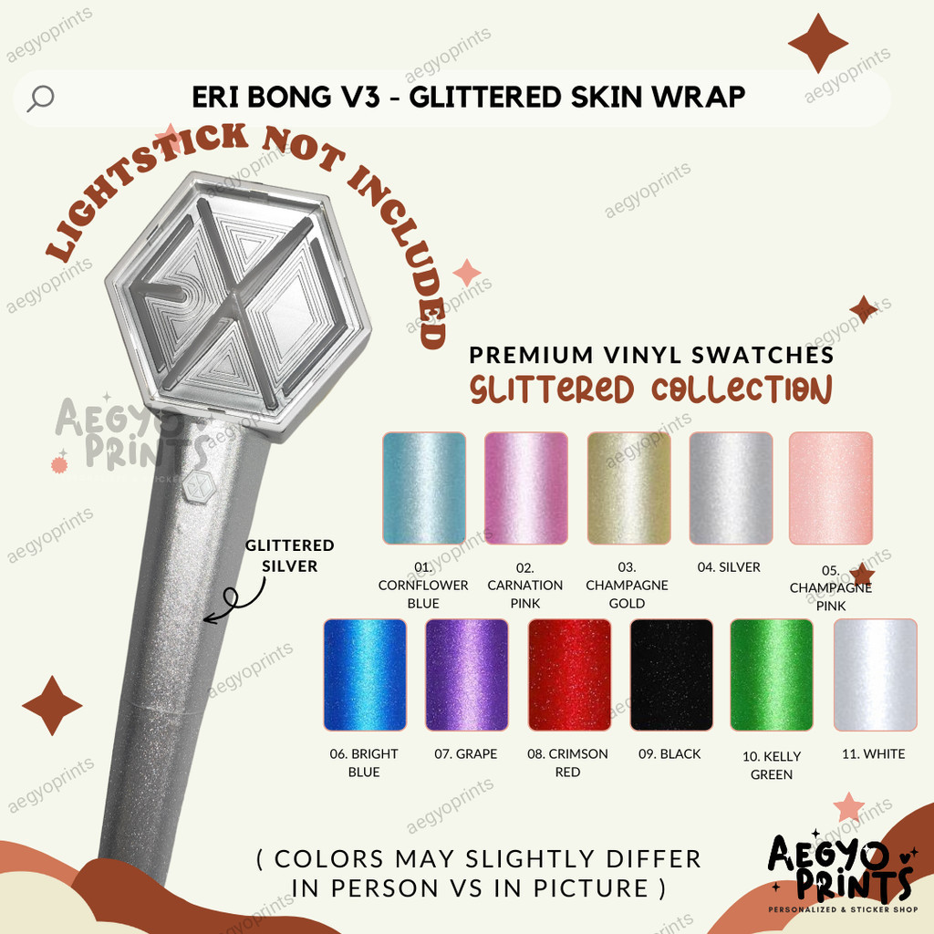 ERIBONG V3 - GLITTERED SKIN WRAP FOR EXO LIGHTSTICK | Aegyoprints ...
