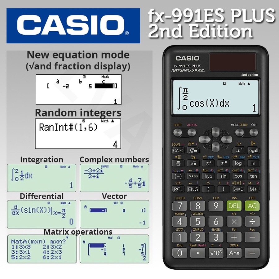 Casio fx-991ES PLUS 2nd edition Scientific Calculator + Black | Shopee ...