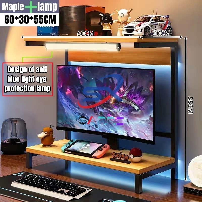 Ergonomic 2 Layer Wooden Monitor Stand Printer Table Computer Stand ...