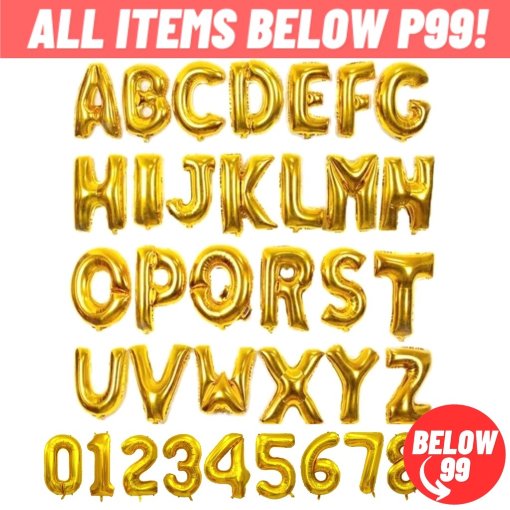 Foil Letter & Numbers 16 inches Gold A-Z & 0-9 Foil Balloons Birthday ...