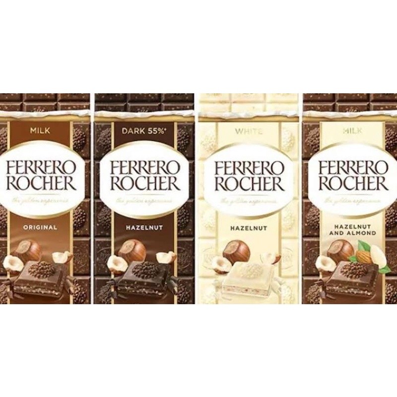 FERRERO ROCHER Chocolate Bar Authentic from Europe (Hazelnut / White ...