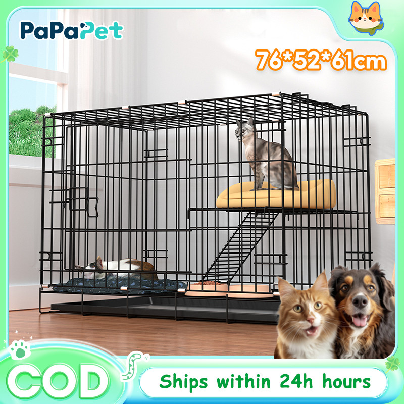 Foldable pet cage cat cage for dog with Poop Tray Heavy Duty Pet ...