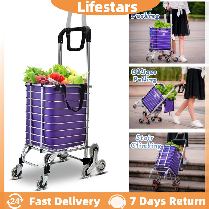 Multifunction Foldable Trolley Shopping Cart Grocery Cart 8 Wheels Two ...