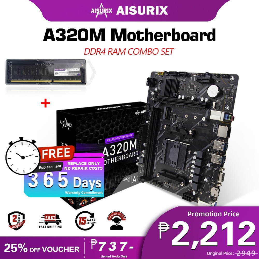 AISURIX A320M Motherboard ATX Support DDR4 Memory Socket AM4 Mobo SATA ...