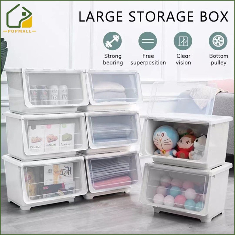 PoP Flip Top Storage Box Stackable Organizer Plastic Multifunction ...