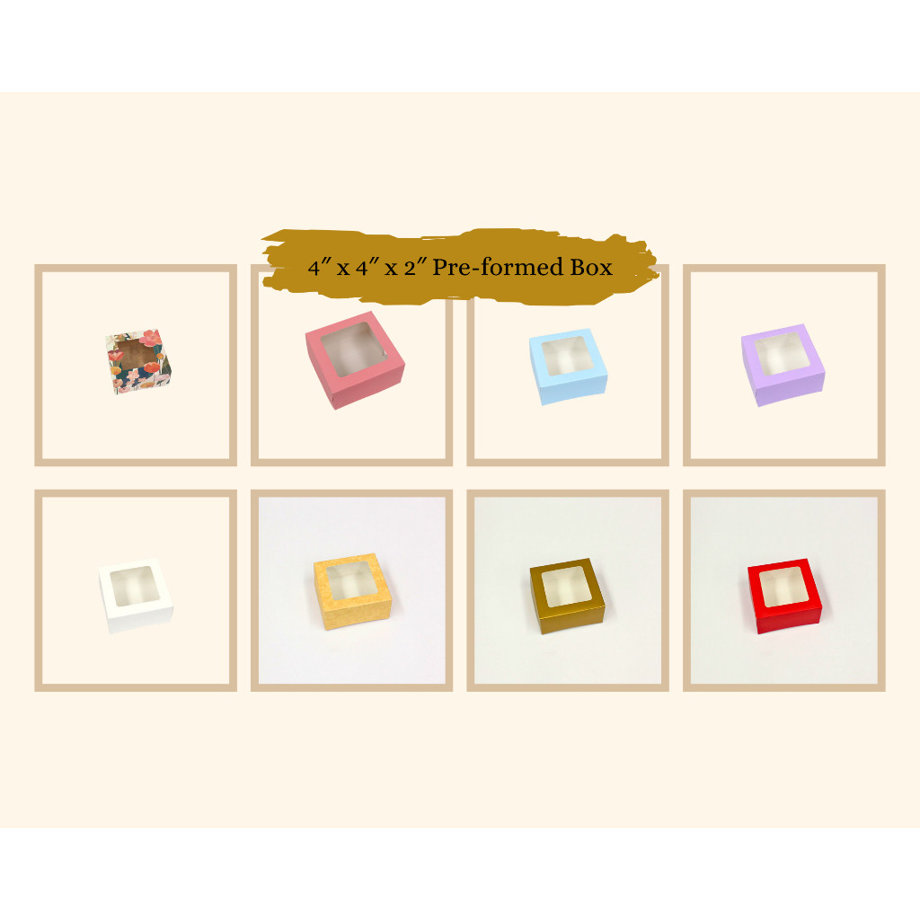 20 pcs - 4 x 4 x 2 Pre-formed Box (for cupcakes, macarons and pastries ...