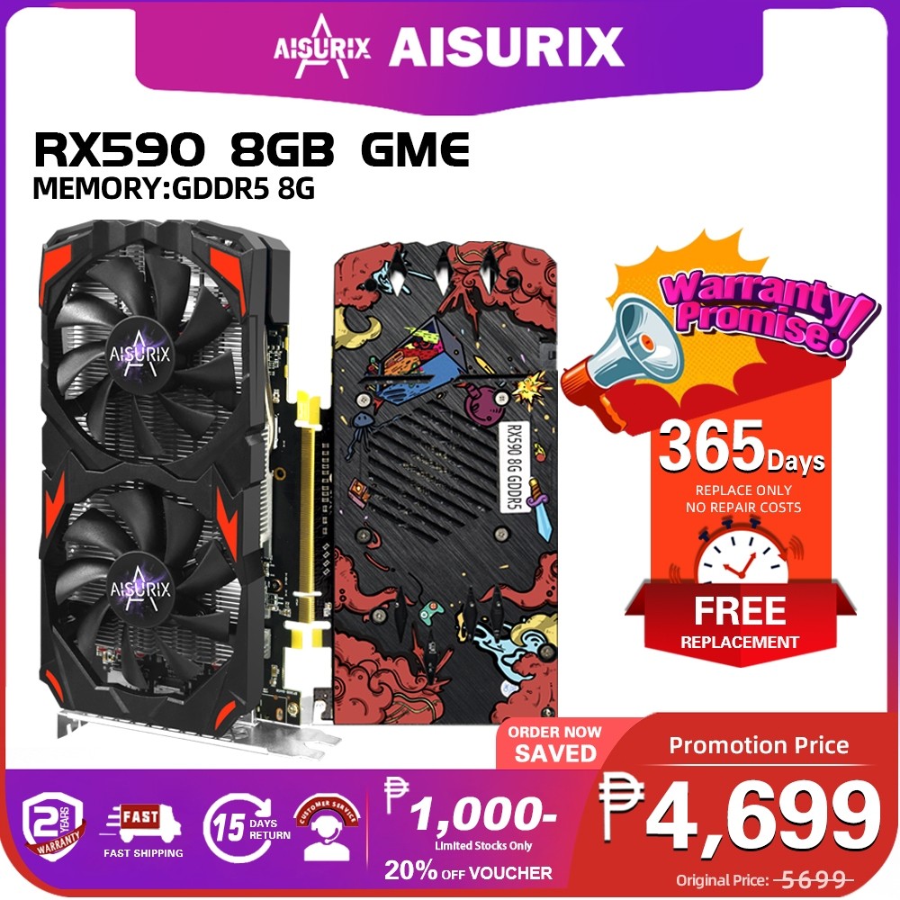 AISURIX RX 590 8GB Graphics Card GME 2304SP GDDR5 256Bit Computer GPU ...