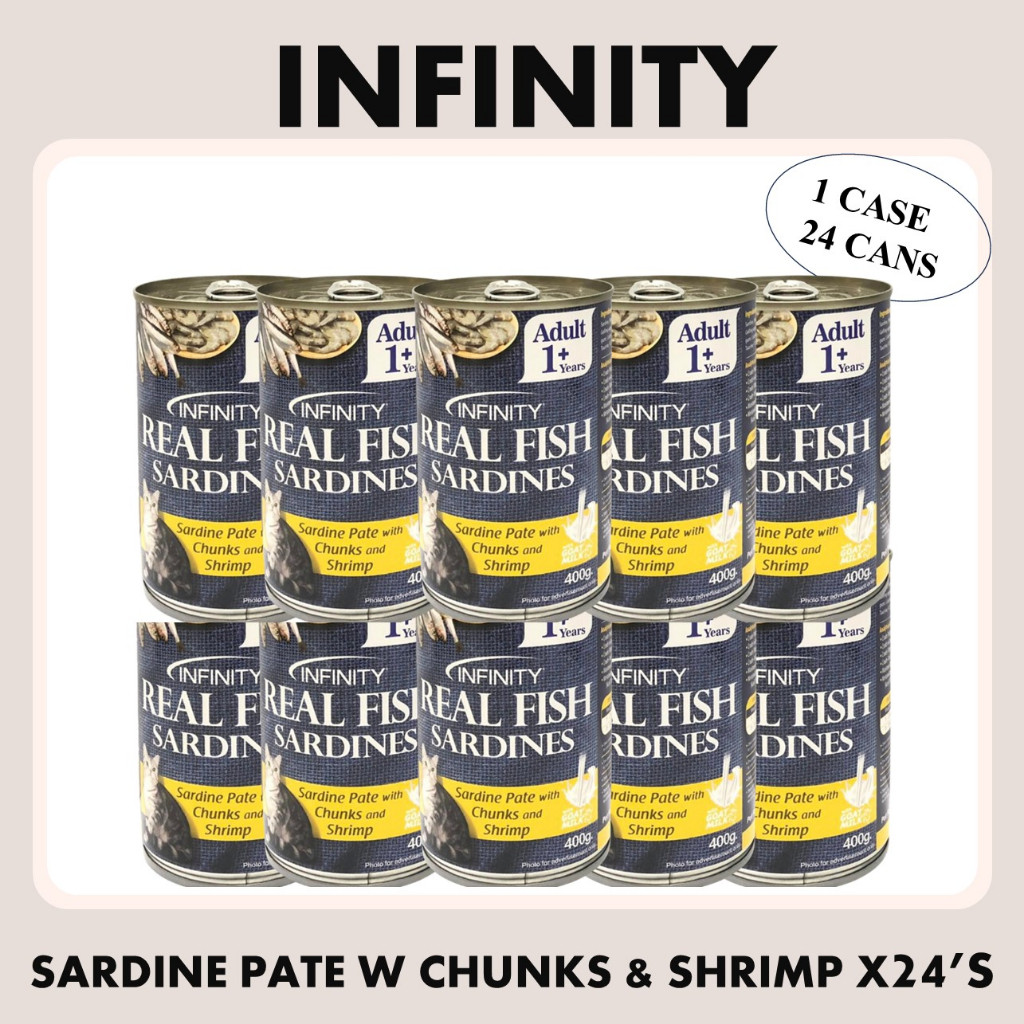 Infinity Real Fish Sardines Wet Cat Food in Can 400g 1box Tuna, Shrimp ...