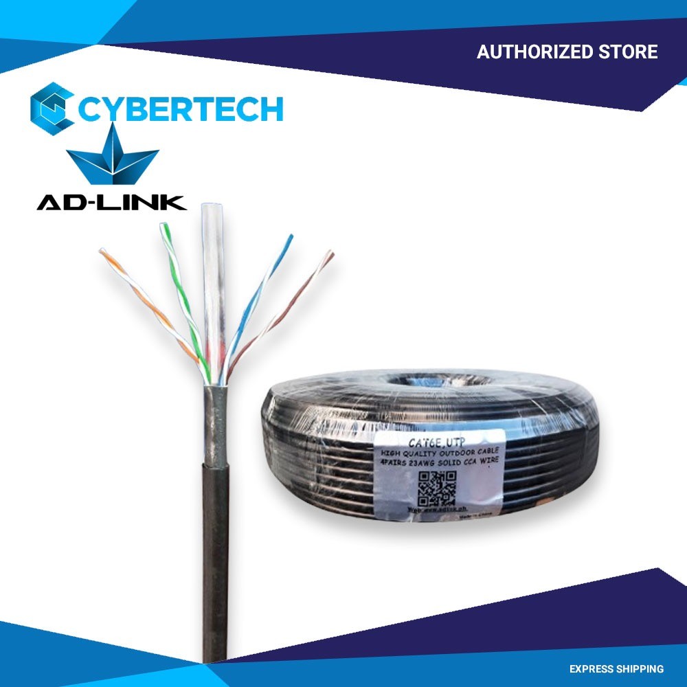 Ad-Link UTP Cable CAT6E 100m Outdoor 0.5mm CCA Black (AD-OU601-C100 ...