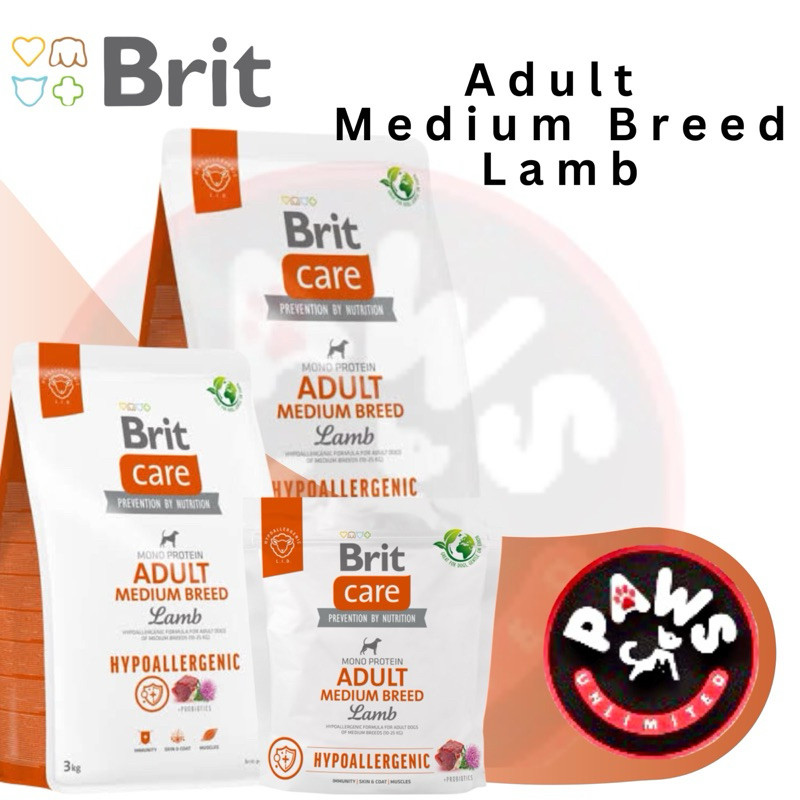 BRIT Care ADULT Medium breed Lamb & Rice 3kg Hypoallergenic | Shopee ...