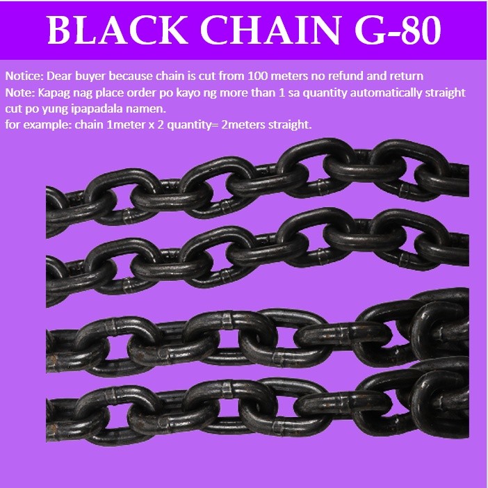 Mago Kadina Grade 80 Black Chain 1 Meter 6-10mm High Strength for ...
