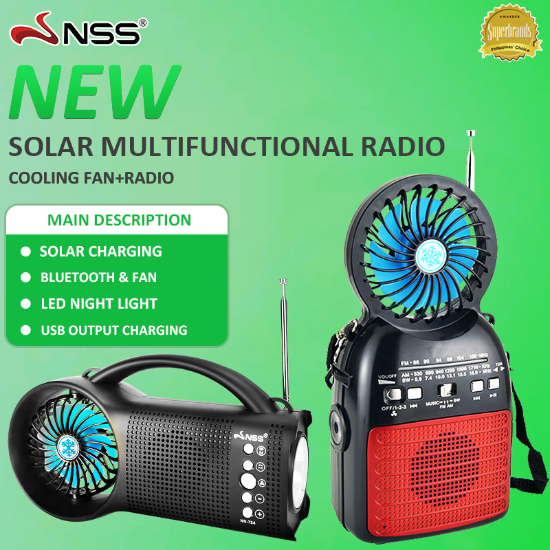 Nss Solar Radio With Fan Bluetooth Am/Fm/Sw 3 Band Radio With Usb/Tf ...