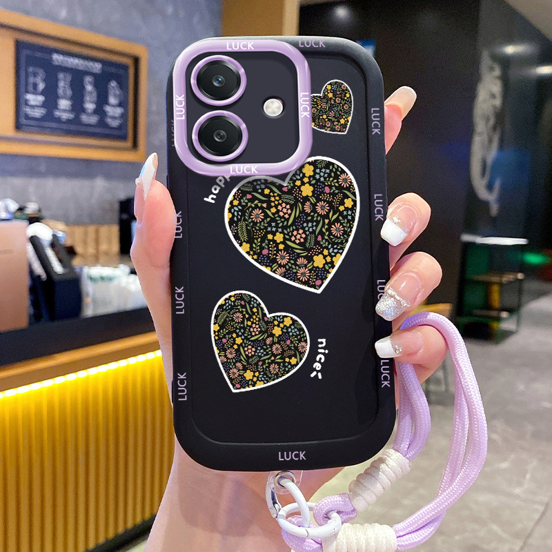 ESONG Custodia OPPO A40/A40M/A3/A3X/A60 Con Cuori Dorati – Silicone Morbido Antiurto Con Cinturino - 4