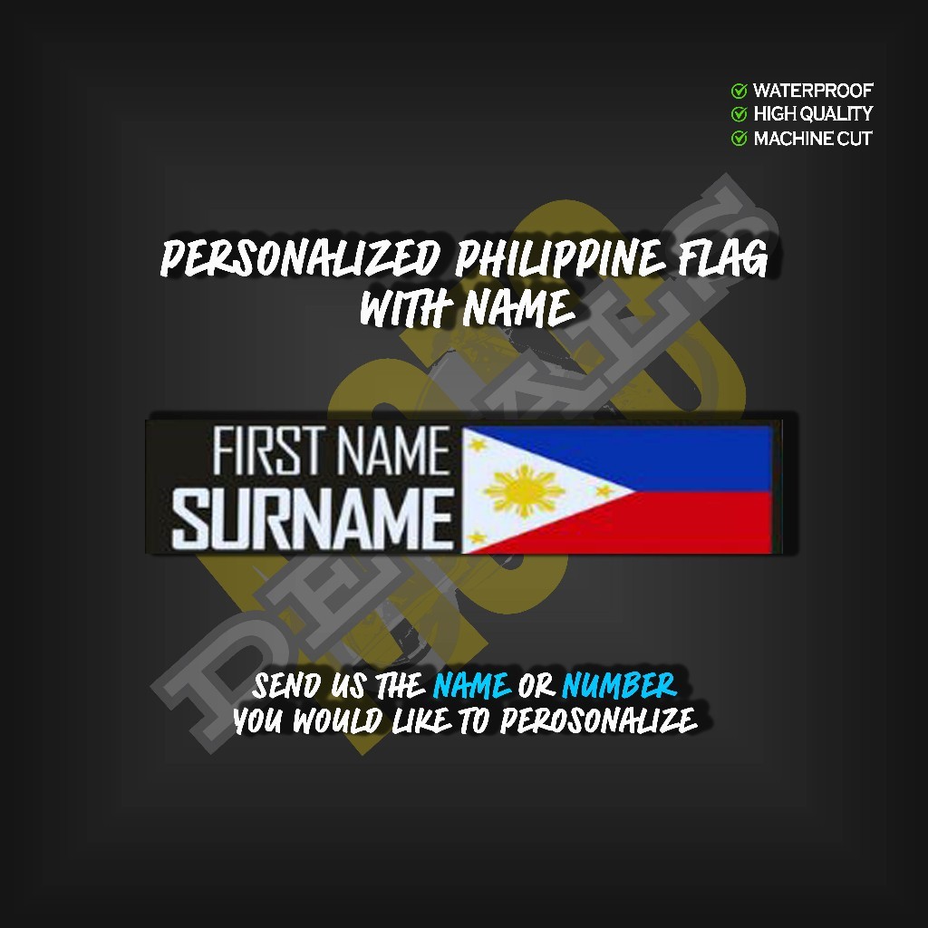 Customize Name with Philippine Flag - High Quality Laminated Sticker ...