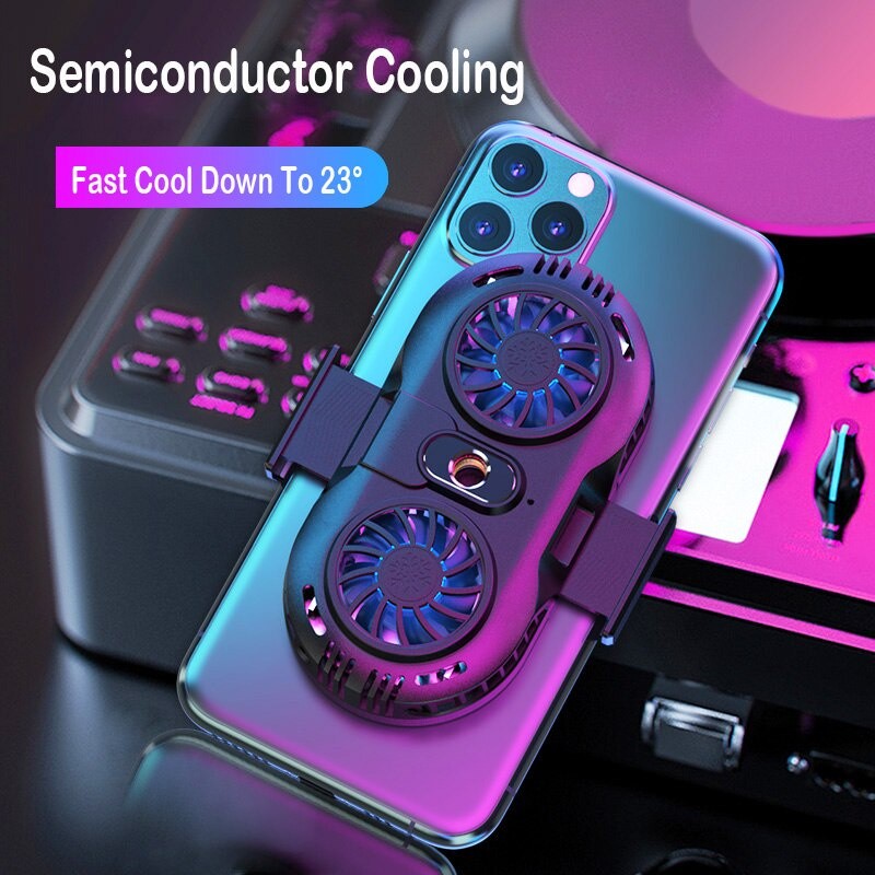 Mobile Phone Cooler Dual Fan Semiconductor Radiator Cooling Fan Game ...