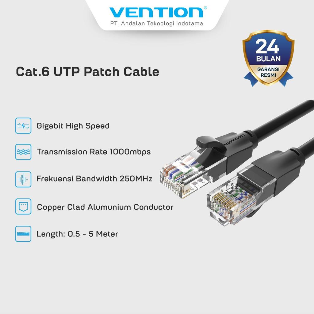 VENTION CAT 6 UTP PATCH CABLE BLACK TL-IBEBI3m | Shopee Philippines