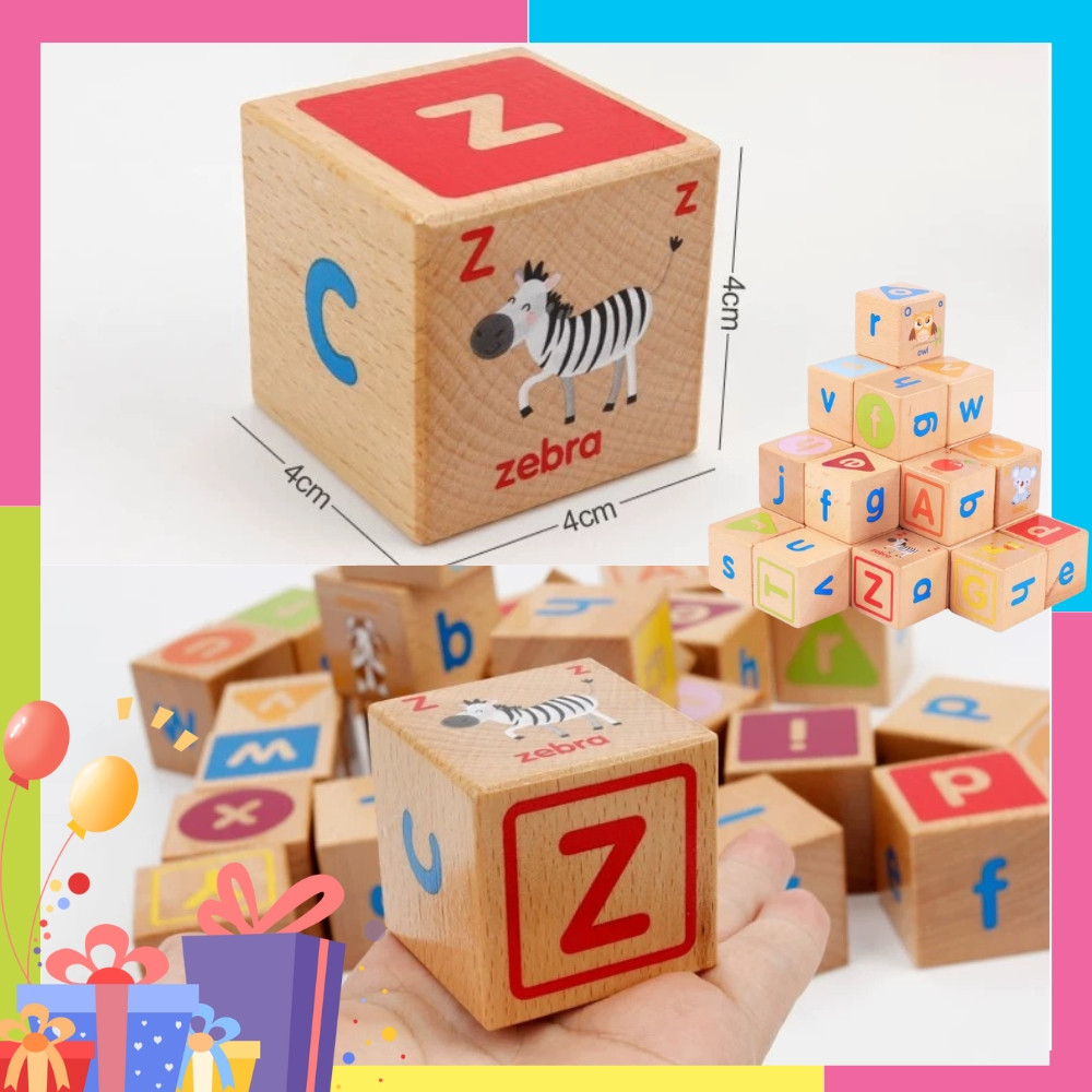 Gift Set 26pcs ABC Wooden Educational Building Blocks DIY Combination ...