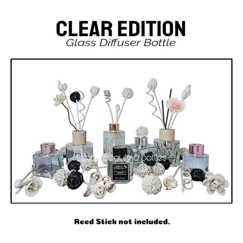 CLEAR Glass Reed Diffuser Bottle (reed stick not included) | Shopee ...