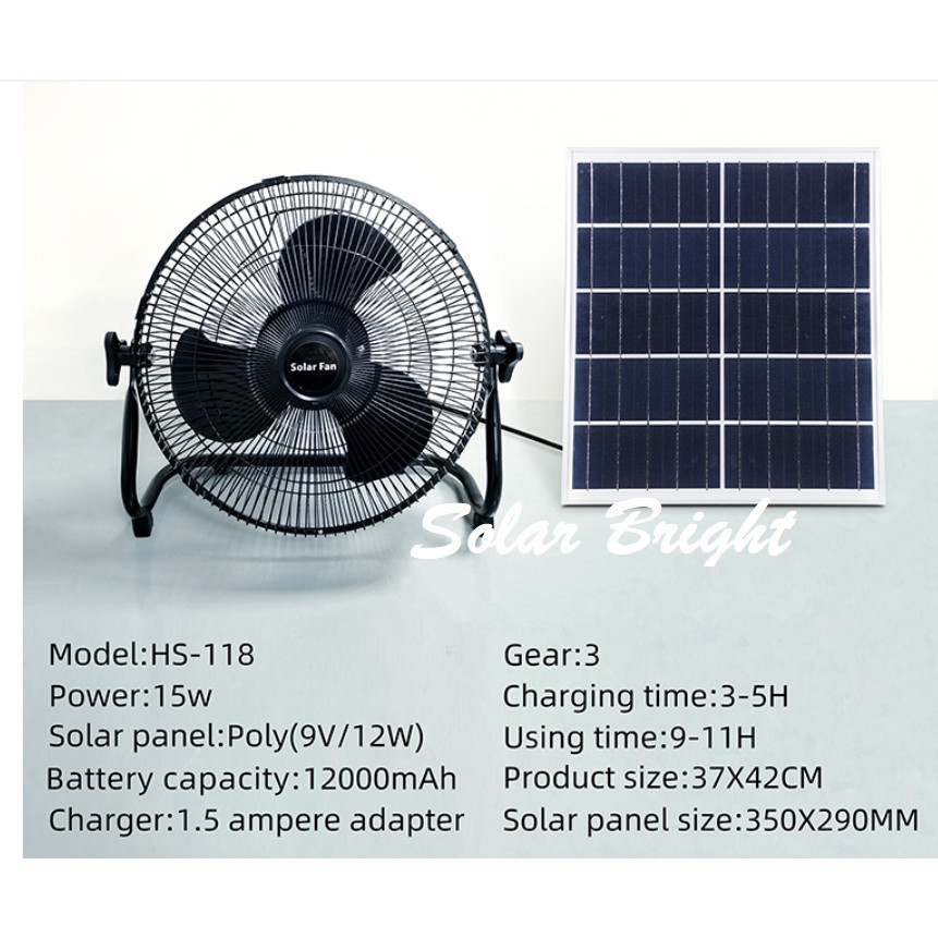 Solar DC Table Fans Complete Set W/Solar Panel Built-In Battery ...
