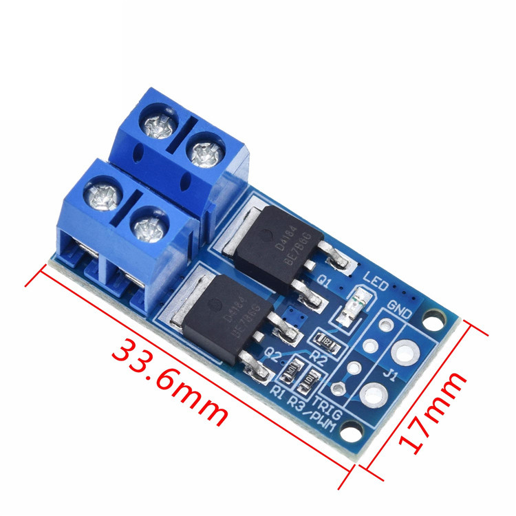 Modulo Switch Trigger PWM A Doppio MOS – 4V-60V, 10A, 600W, Controlla Motori E LED, Per Arduino E PLC, Dimensione 46,5x29,2 Mm
