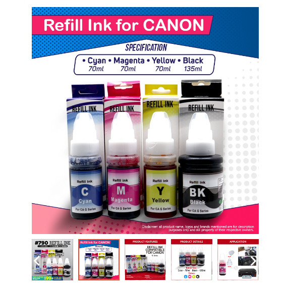 Refill Ink for CANON G-Series Printer G1800 G2800 G3800G G1810 Ink ...