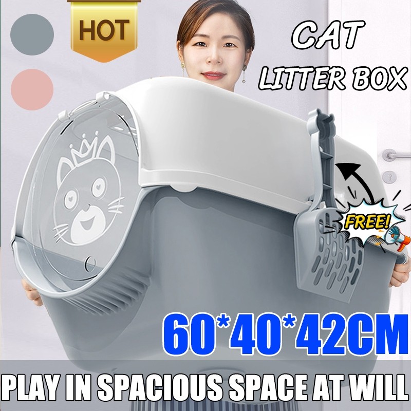 Image showcasing HY【Effective isolation of odor】Cat Litter box 60*40*42cm Spacious space ...