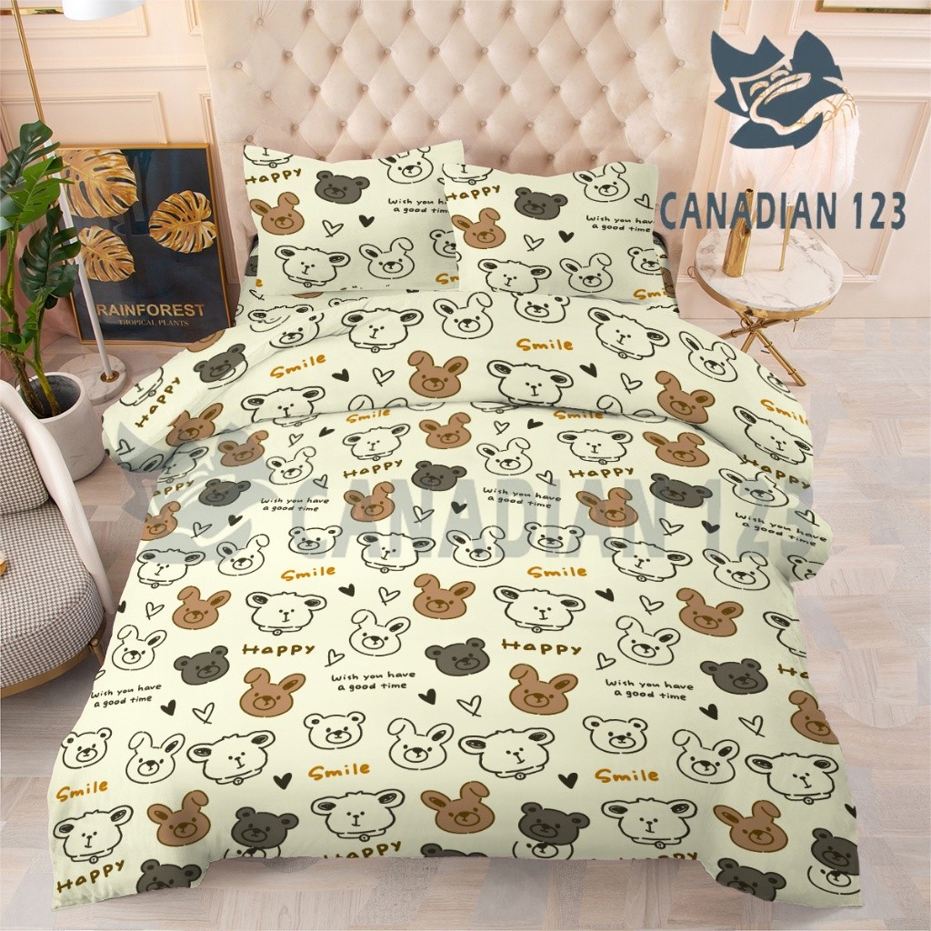 Cute Dog 3IN1 BEDSHEET Canadian Cotton Full Garterized Bedding Set 3 IN ...
