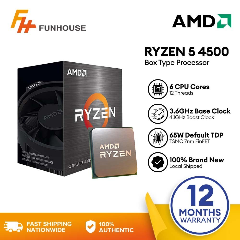 Funhouse| AMD Ryzen 5 4500 Desktop Processor (Socket AM4, CPU Cooler ...