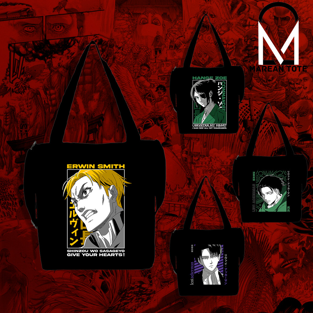 MAREAN TOTE Attack On Titan Anime Black Tote Bags Sling Crossbody Bag ...