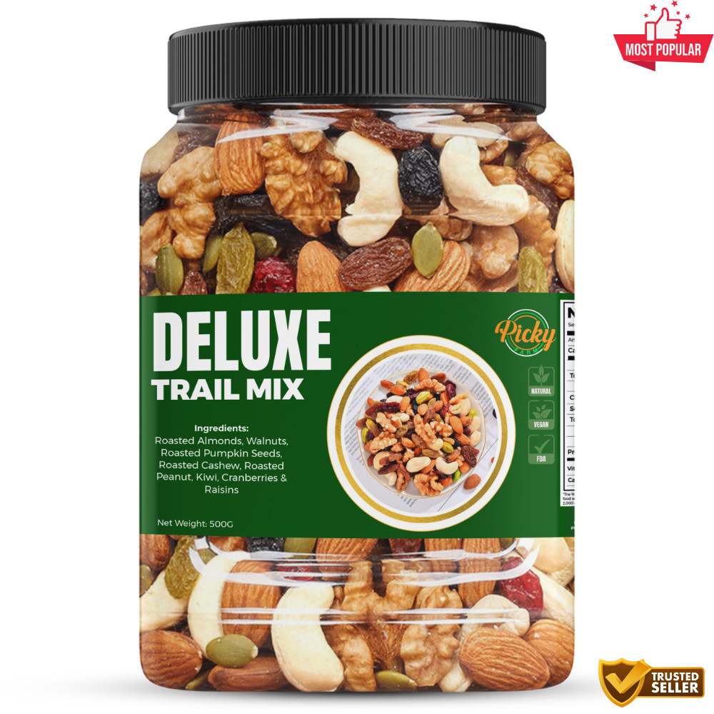 Deluxe Trail Mix Dried Fruits and Nuts -Trail Mixed Nuts and Fruits ...