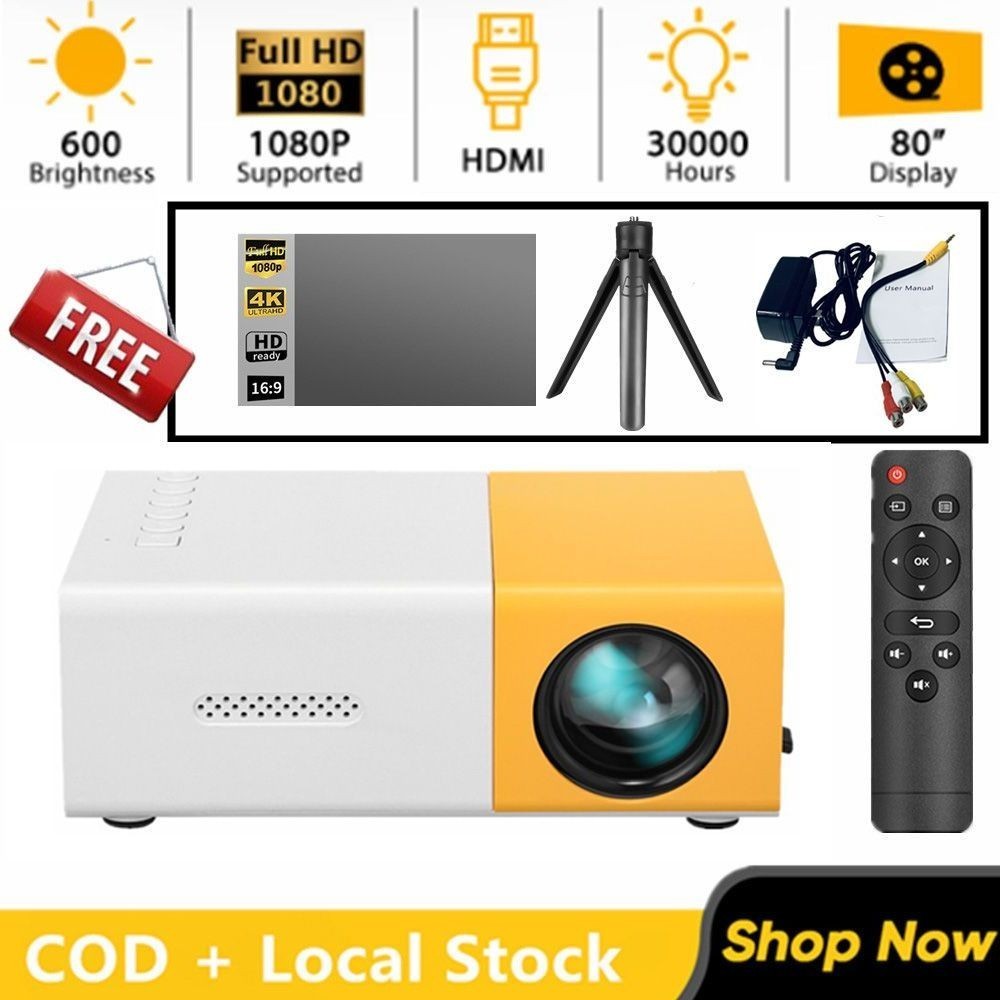 YG-300 Projector+ Tripod+Acreen Led Projector Portable HD 1080P Video ...