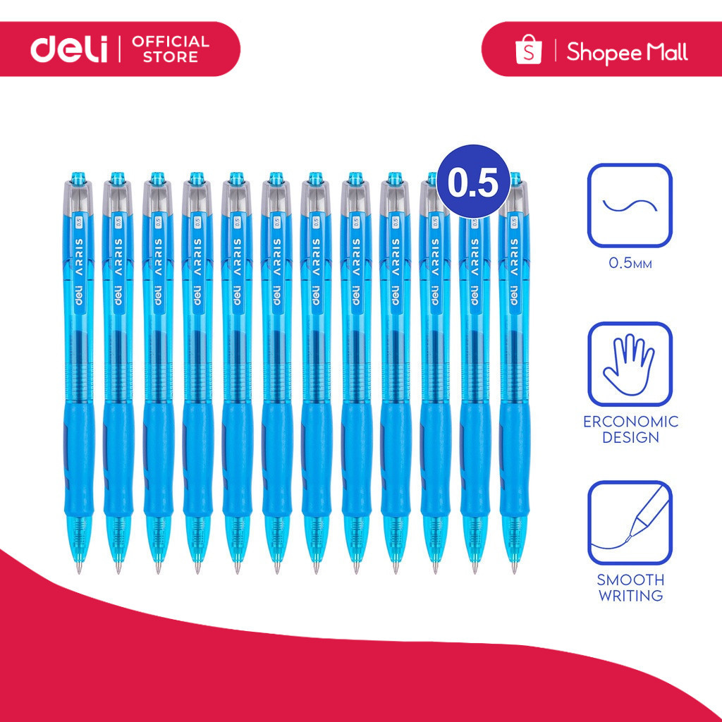 Deli EG08 Arrix Bullet Tip Gel Pen 0.5mm 12pcs/box | Shopee Philippines