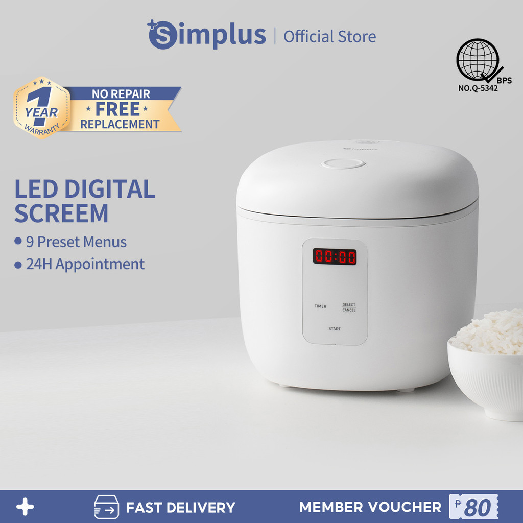 Simplus Electric Rice Cooker Non Stick With 24h Cooking Set 2L/3L Low ...