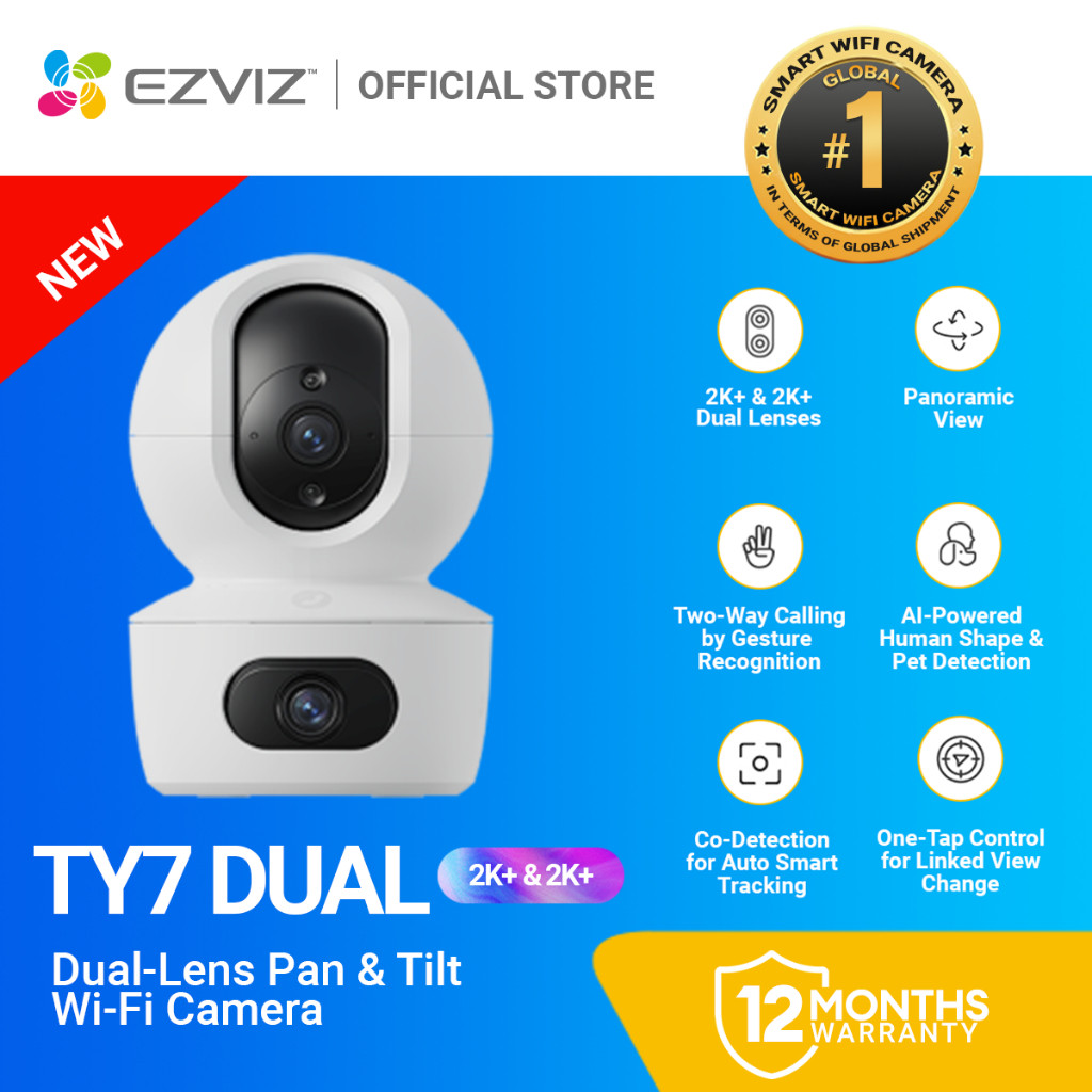 EZVIZ TY7 Dual 2K Dual Lens CCTV camera Wifi Cam Wireless 360°P&T ...