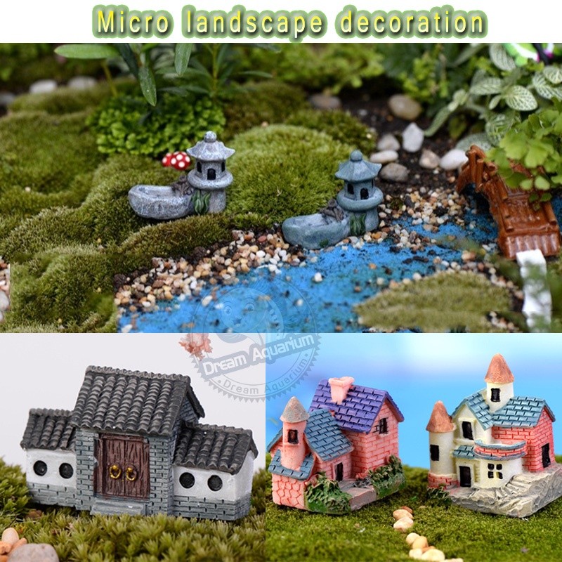 Mini)Hi~Miniature~d@Resin House Villa Micro Landscape Bonsai}C ...
