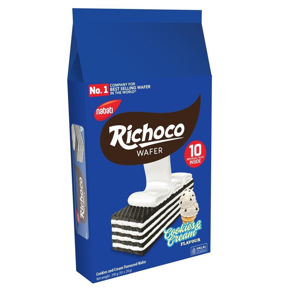 Richoco Wafer Cookies & Cream Flavour 24gx10s | Shopee Philippines
