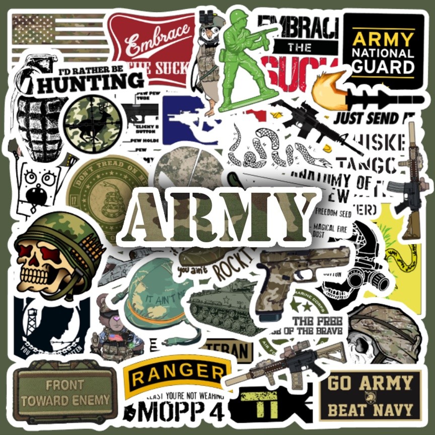 50&e-pcs.`BARMY stickers | water proof*VE~|?oB*MILITARY~uJ*STICKERS*m ...