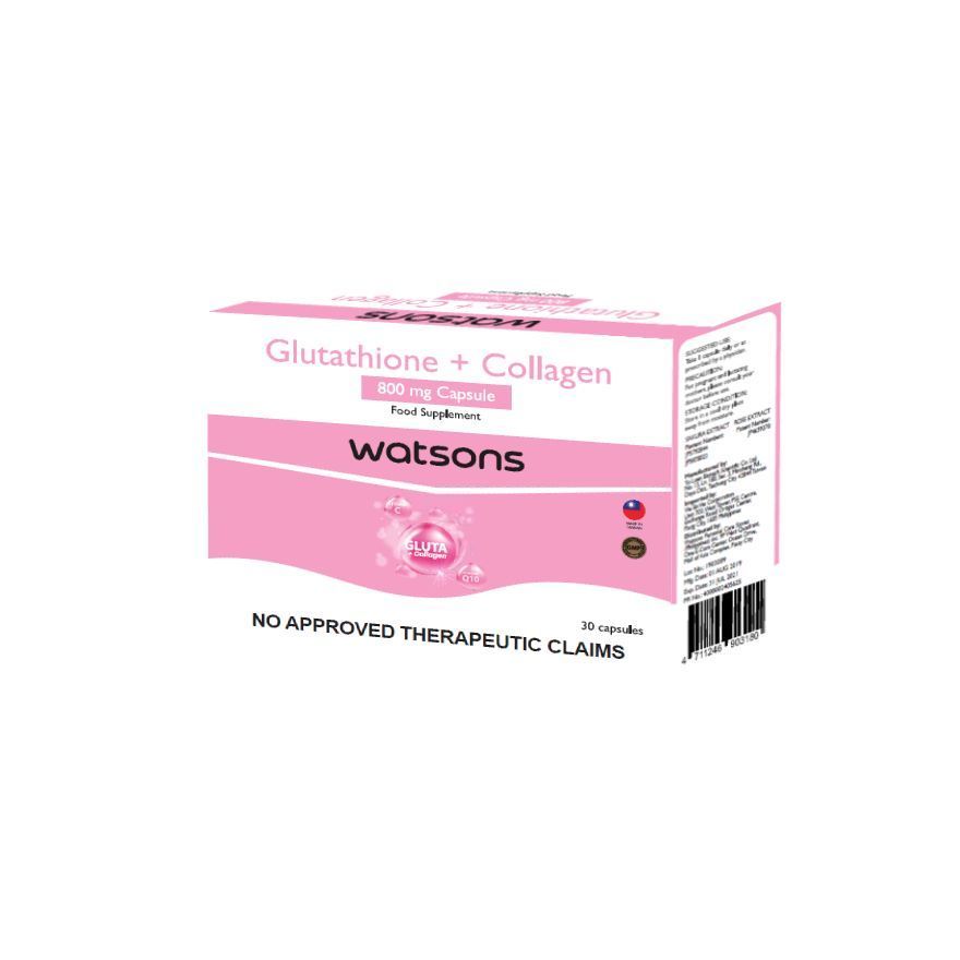 WATSONS+Uy`Glutathione<n'+ Collagen 800mg Capsule Food{v<supplement'R{(Sold<c'per{d<capsule)