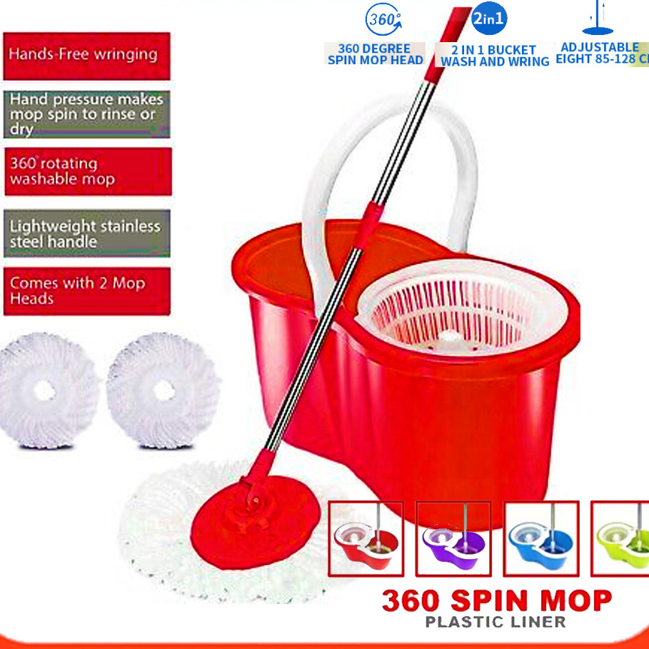 [FREE 2 mop inside] New Spin Mop With Spinner and Bucket Magic Spin Mop ...