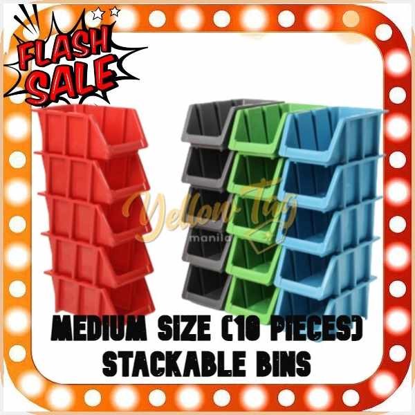 10 PCS MEDIUM Stackable Bin Boxes Storage Organizer Supplies Tools Bins ...