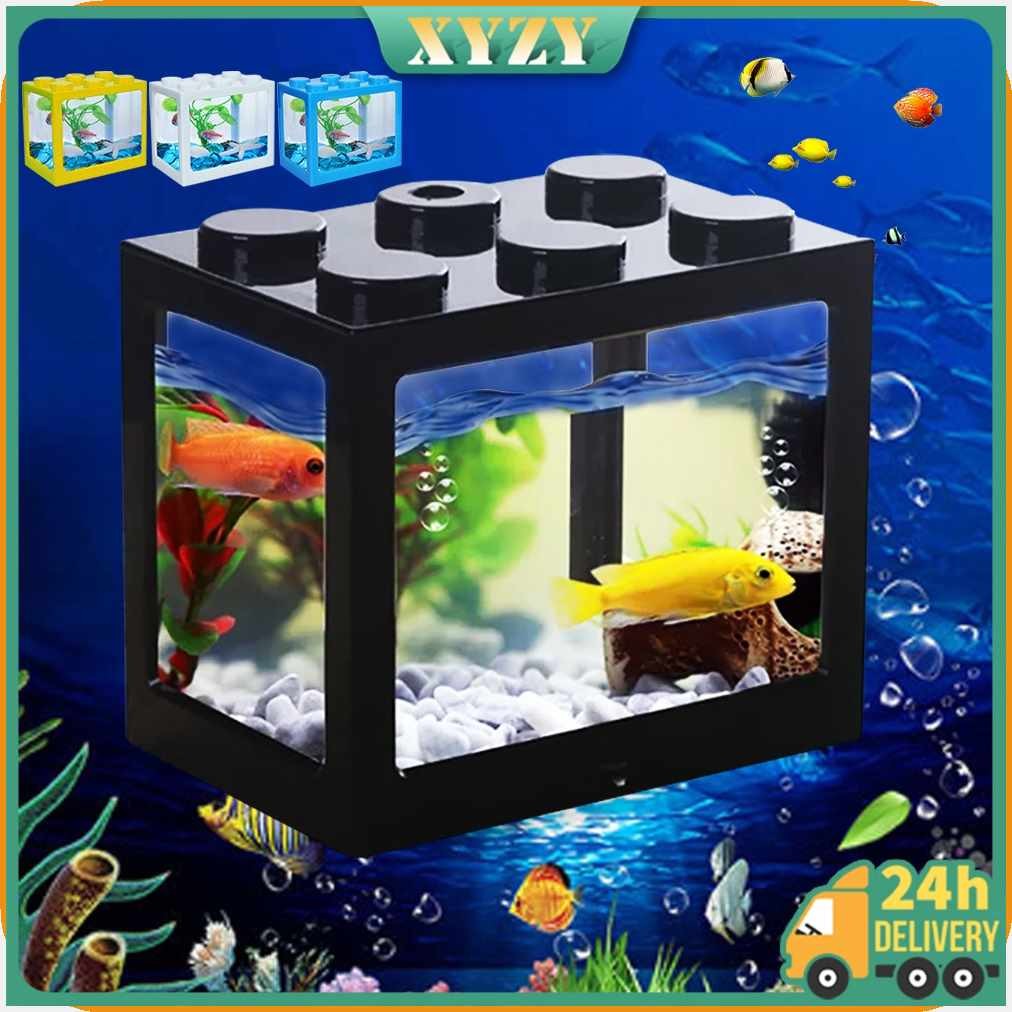 Mini Fish Tank Desktop Mini Aquarium Block Small Reptile Pet Box ...