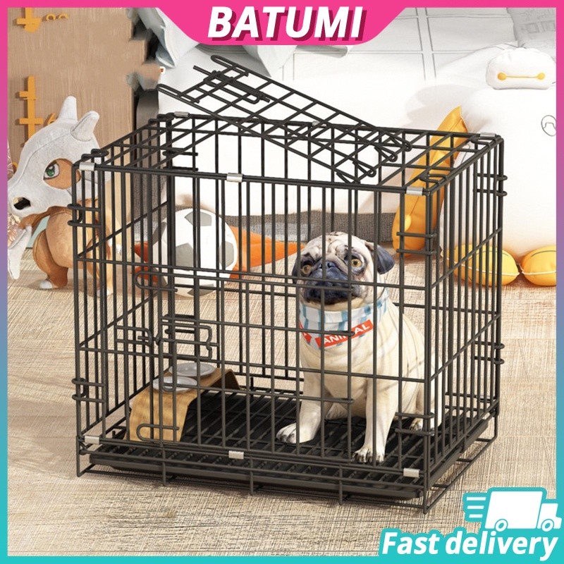 Dog Cage Stackable Poop Tray Double Door Pet Cage Folding Pet Metal ...
