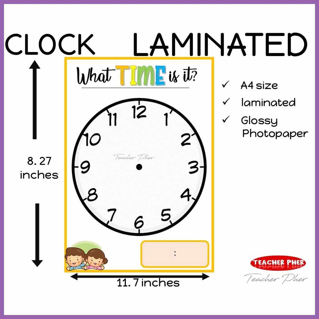Tracing LAMINATED Clock fully laminated for kids Teacher Pher Fast ...