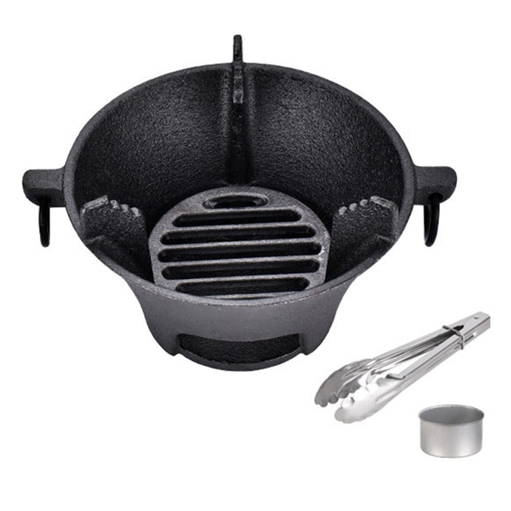 Cast Iron Charcoal Stove – Portable Korean BBQ Grill & Japanese Cooktop With Even Heat Distribution, 25.5cm, For Camping & Picnics