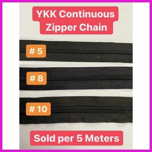 YKK_DL)Continuous_WQ@Zipper!N,L+K+w+I+Chain!P,Black #5 #8 #10 (Sold by ...