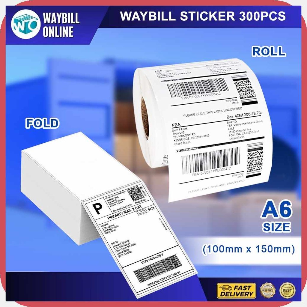 Waybill{MT*sticker'XB*A6%Gx_100*150:W_Fold:D_&:u_Roll:S_300pcs-Officom ...