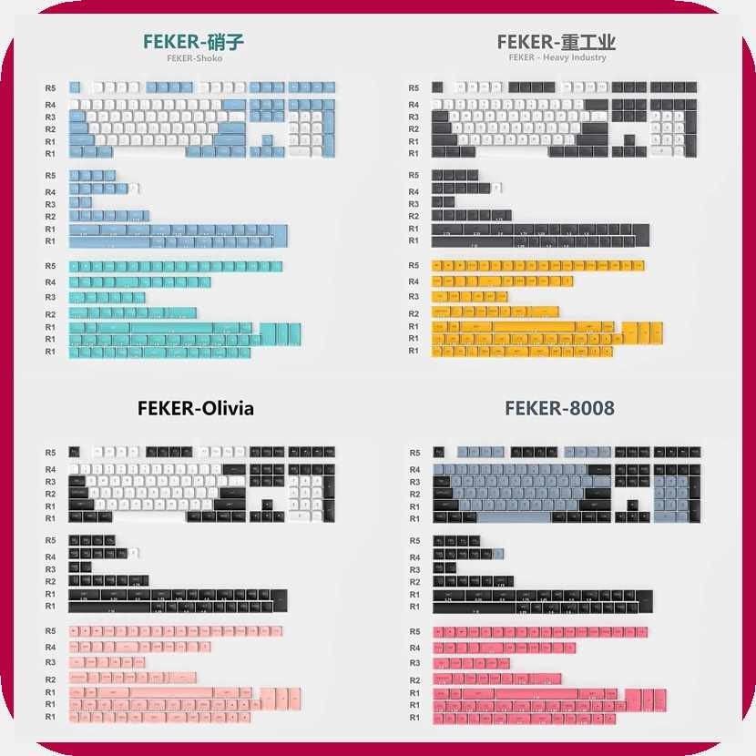 226 Keys Cap FEKER Keycaps PBT Double Shot GMK Clone 8008 Olivia CSA ...