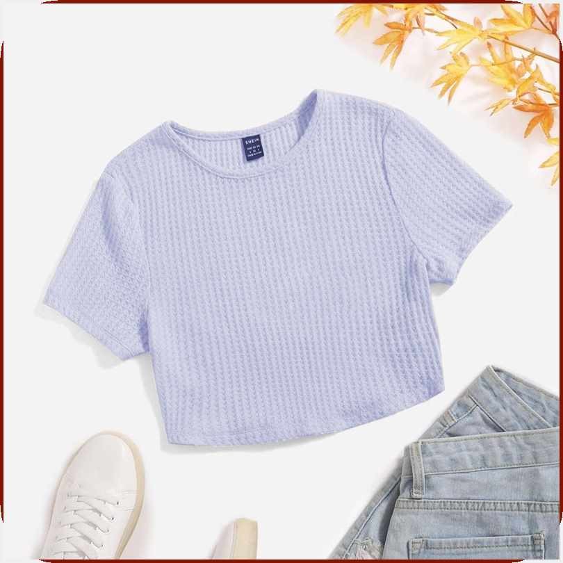 KILY.PHDr%Croptop(m_Solid+u@T@k!Waffle[K!Knit[G!Tee[po Basic Blouse ...